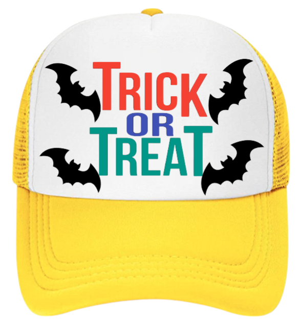 Trick Or Treat Halloween Hat Adjustable Snapback Trucker Hat 4 Bats Halloween