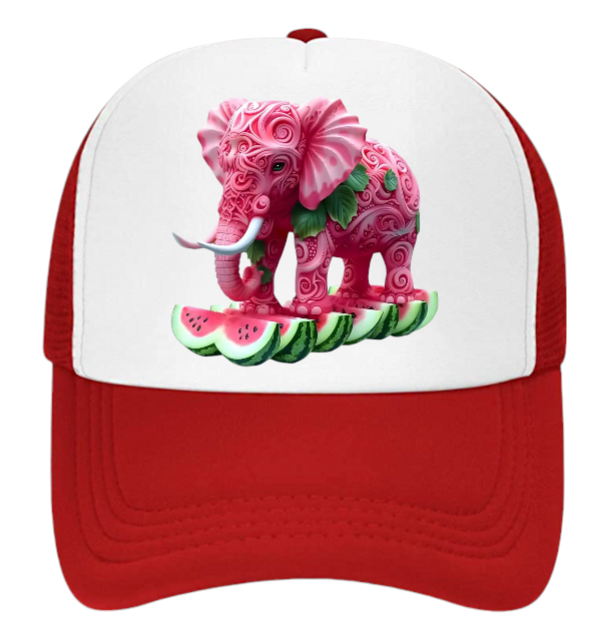 Watermelon Elephant Adjustable Snapback Trucker Hat Summer Hat Watermelons Hat