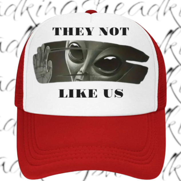 Alien Hat Adjustable Snapback Trucker Hat Alien Hat They Not Like Us Scary Alien
