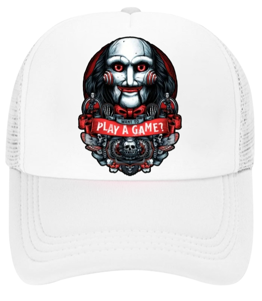 Horror Hat Adjustable Snapback Trucker Hat Movie Let's Play a Game Scary Hat