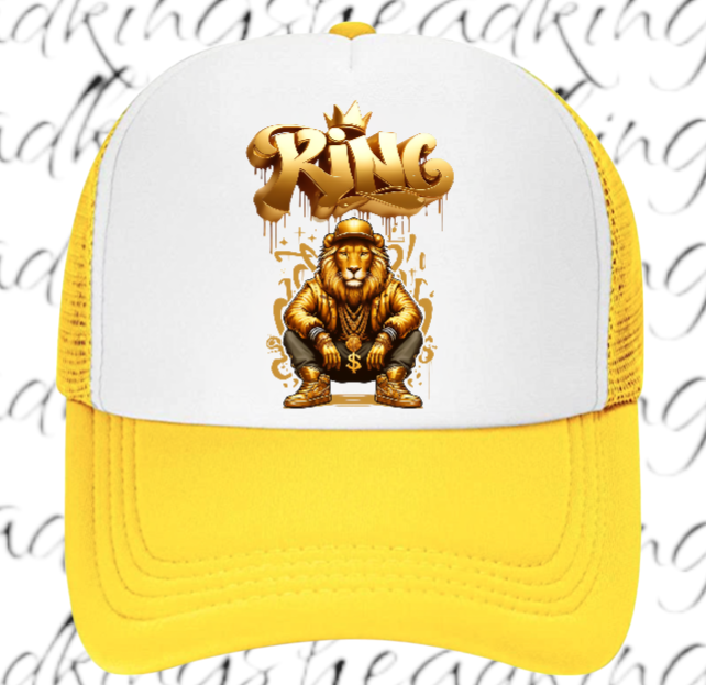 Lion King Adjustable Snapback Trucker Hat Gangster Crown Lion King Dollar Chain