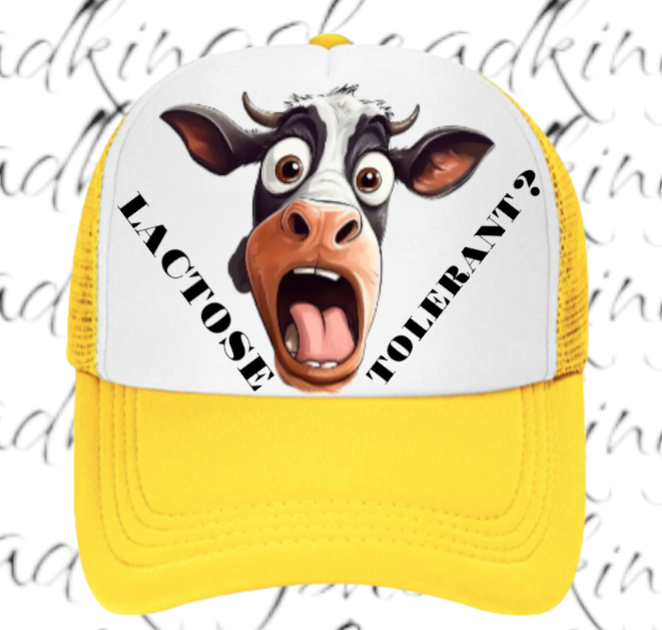 Lactose Tolerant Hat Adjustable Snapback Trucker Hat Surprised Cow Funny Hat