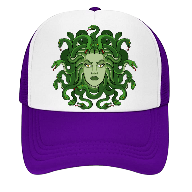 Medusa Hat Beauty Goddess Mythological Creature Trucker Hat 20 Snakes Halloween