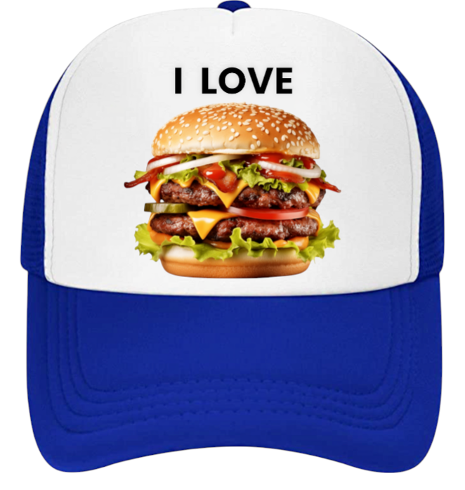 I love Burgers Hat Adjustable Snapback Trucker Hat Burgers Hat Coca-Cola Burger