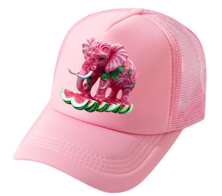 Watermelon Elephant Adjustable Snapback Trucker Hat Summer Hat Watermelons Hat