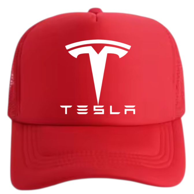 Tesla Hat Adjustable Snapback Trucker Outdoors Hat Tesla Gift Car Lover Hat Red