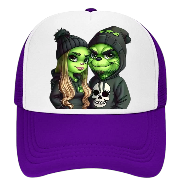 Grinch Hat Adjustable Snapback Trucker Hat Christmas Theme Couple Lovers Hat