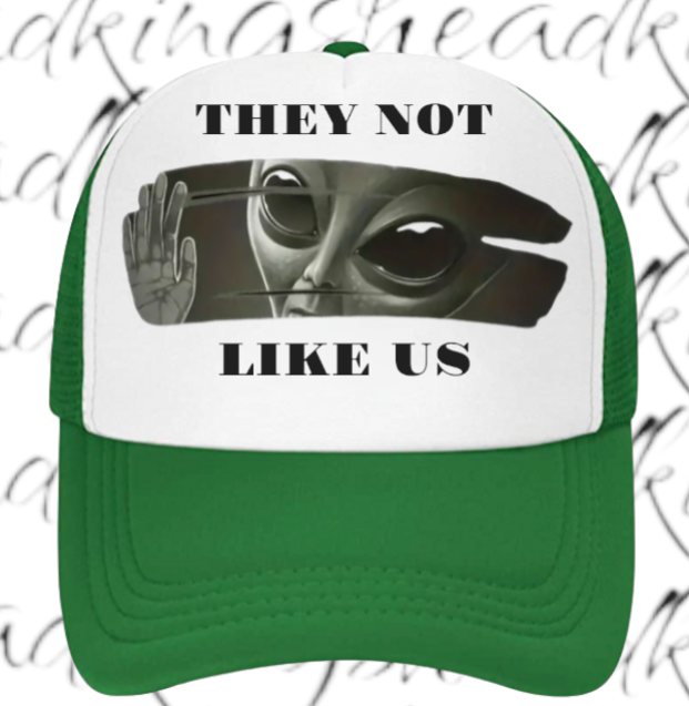 Alien Hat Adjustable Snapback Trucker Hat Alien Hat They Not Like Us Scary Alien
