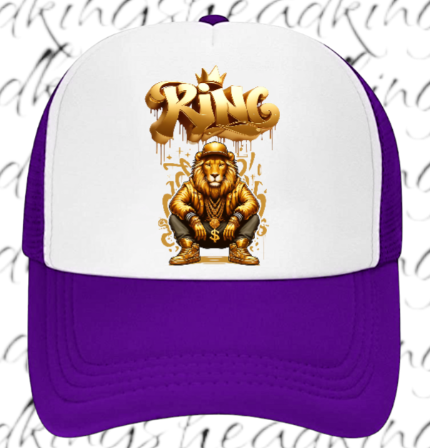 Lion King Adjustable Snapback Trucker Hat Gangster Crown Lion King Dollar Chain