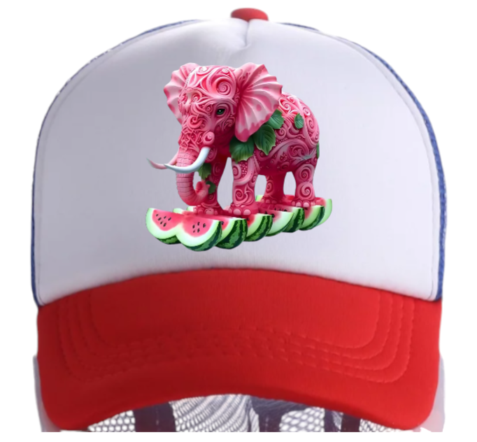 Watermelon Elephant Adjustable Snapback Trucker Hat Summer Hat Watermelons Hat