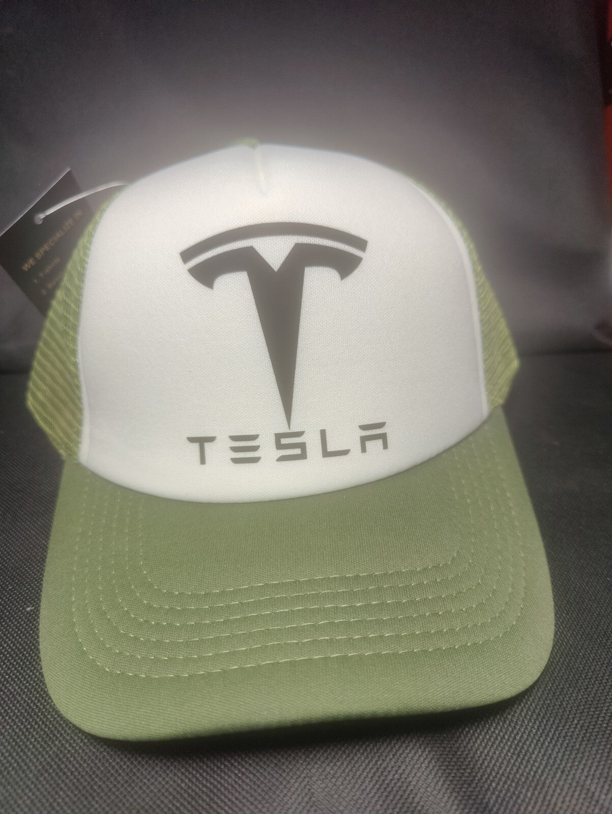 Tesla Hat Adjustable Snapback Trucker Hat Outdoors Hat Car Lover Gift Navy Green