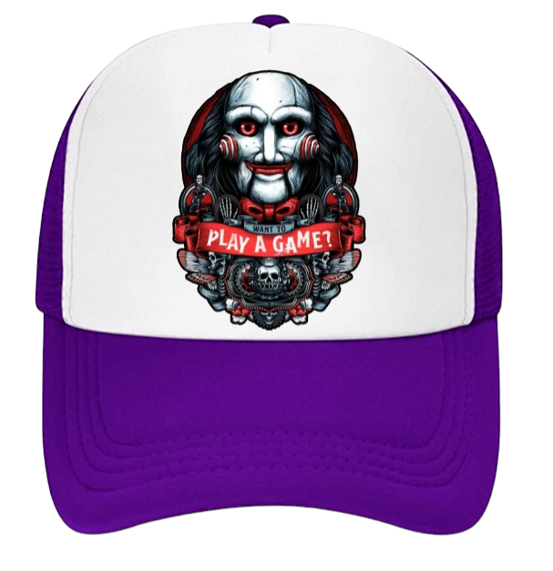 Horror Hat Adjustable Snapback Trucker Hat Movie Let's Play a Game Scary Hat