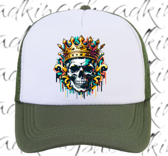 King Hat Adjustable Snapback Trucker Hat Skull Wearing Crown Hat Kingdom Hat