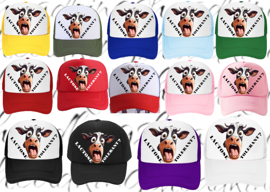 Lactose Tolerant Hat Adjustable Snapback Trucker Hat Surprised Cow Funny Hat