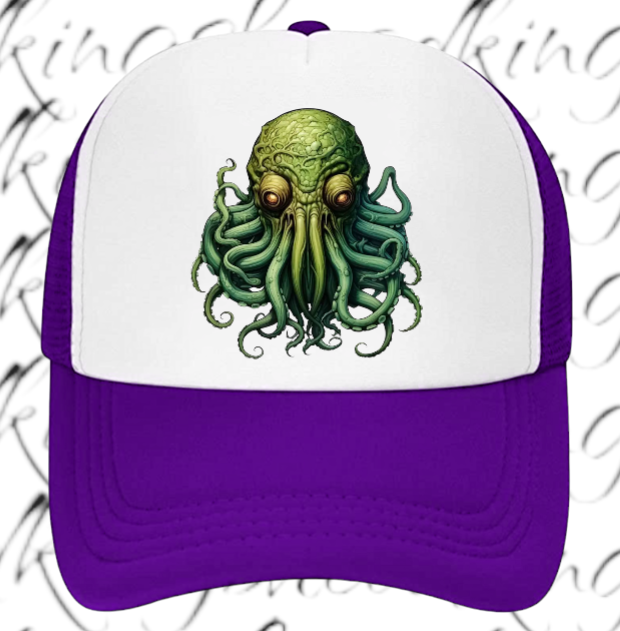 Monster Hat Adjustable Snapback Trucker Hat Alien Sea Ocean Octopus Creature Hat
