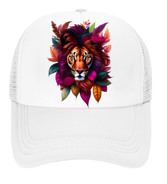 Lion Hat Animal Love Trucker Hat Adjustable Snapback Floral Lion Hat