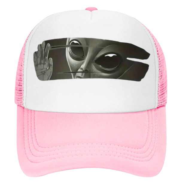 Funny Hat Alien Hat Adjustable Snapback Trucker Hat Scary Alien Peeping at Human