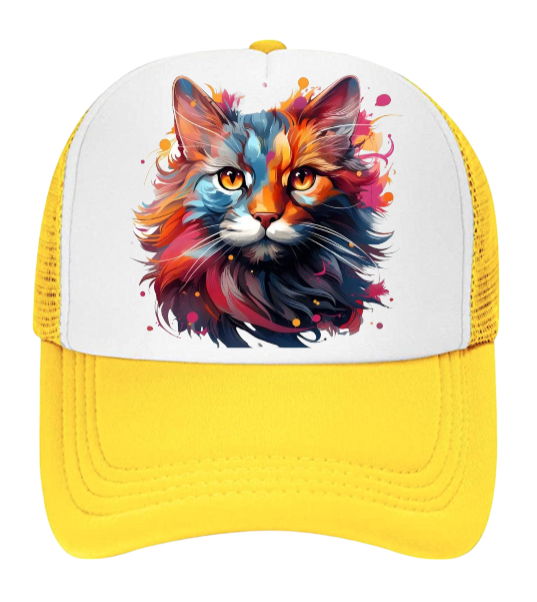 Cat Hat Baseball Hat Trucker Hat Adjustable Snapback Hat Floral Colorful Cat