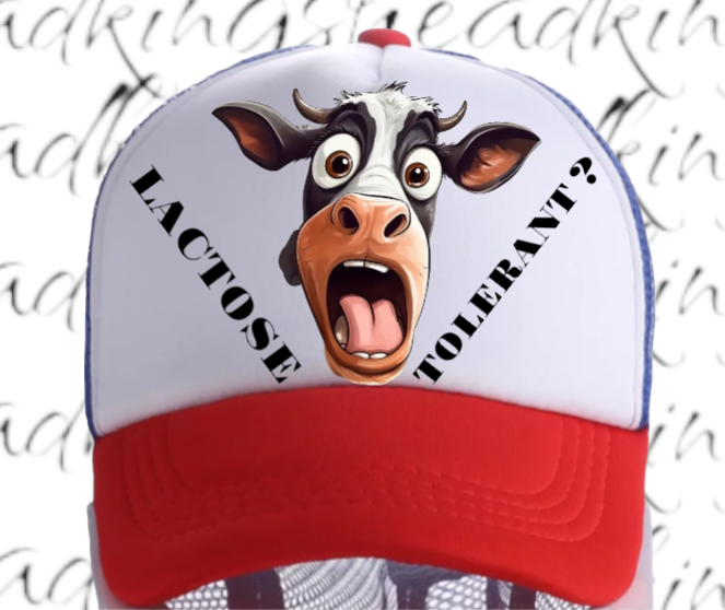 Lactose Tolerant Hat Adjustable Snapback Trucker Hat Surprised Cow Funny Hat