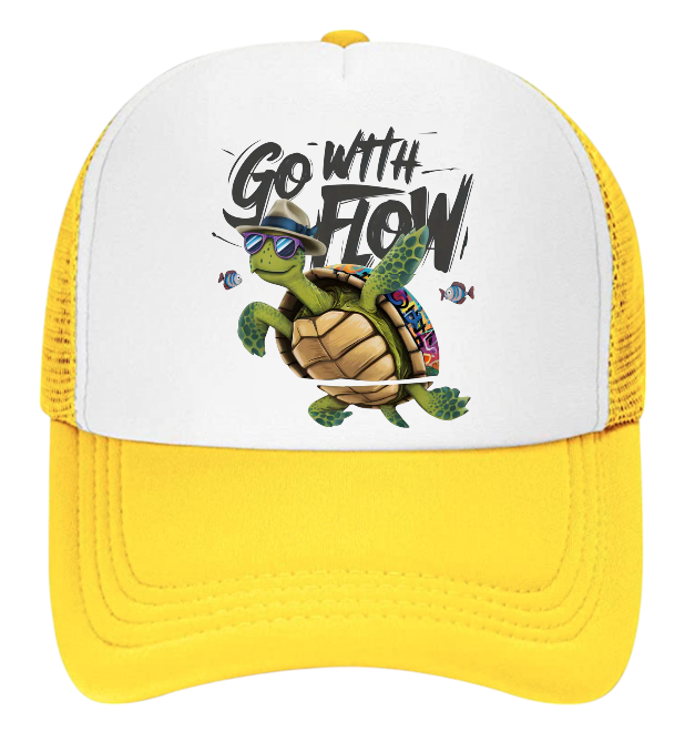 Turtle Hat Adjustable Snapback Trucker Hat Go With The Flow Sea World Gift Hat