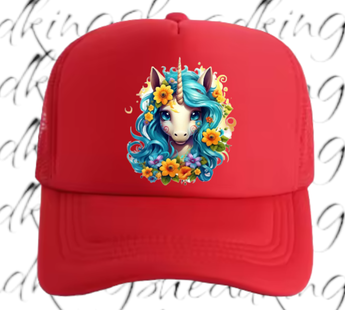 Anime Unicorn Hat Adjustable Snapback Trucker Hat Cute Baby Unicorn Floral Hat