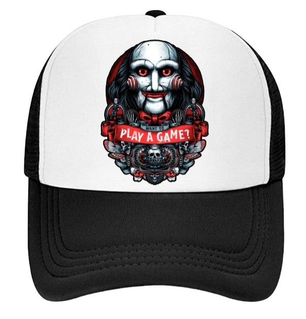 Horror Hat Adjustable Snapback Trucker Hat Movie Let's Play a Game Scary Hat