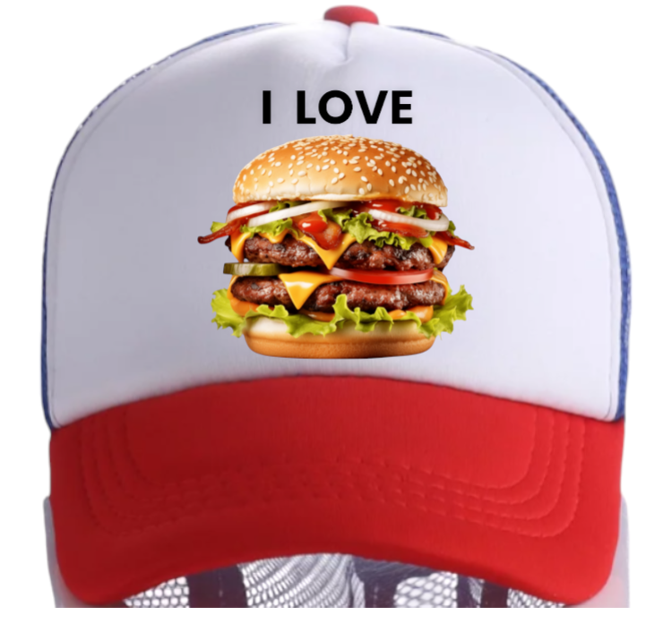 I love Burgers Hat Adjustable Snapback Trucker Hat Burgers Hat Coca-Cola Burger