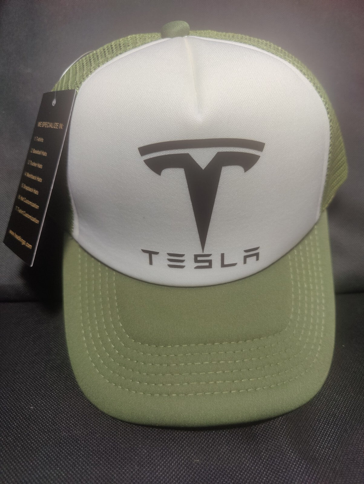 Tesla Hat Adjustable Snapback Trucker Hat Outdoors Hat Car Lover Gift Navy Green