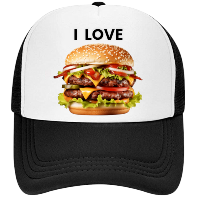 I love Burgers Hat Adjustable Snapback Trucker Hat Burgers Hat Coca-Cola Burger