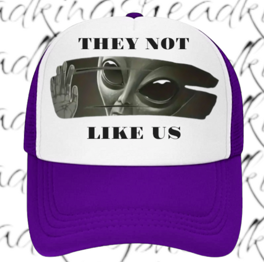 Alien Hat Adjustable Snapback Trucker Hat Alien Hat They Not Like Us Scary Alien