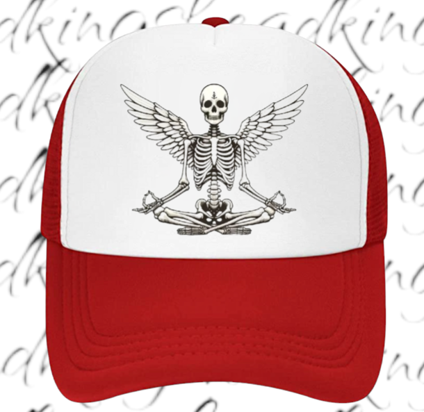 Funny Hat Adjustable Snapback Trucker Hat Yoga Meditation Gym Workout Hat Skull