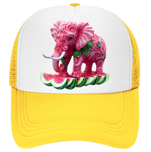 Watermelon Elephant Adjustable Snapback Trucker Hat Summer Hat Watermelons Hat