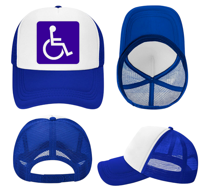 Disabled Person Hat Adjustable Trucker Hat Disability Placard Design Gift Blue