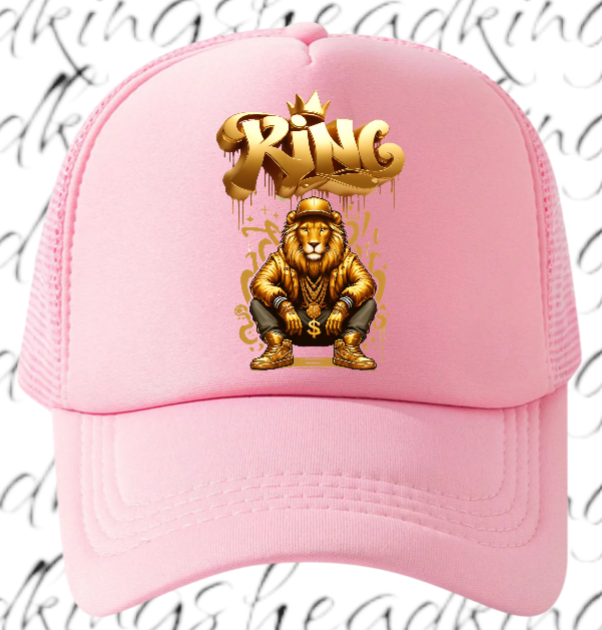 Lion King Adjustable Snapback Trucker Hat Gangster Crown Lion King Dollar Chain