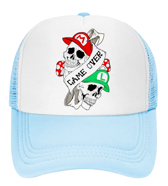 Super Mario Hat Game Over Skull Hat Baseball Hat Trucker Hat Mario Luigi Skull
