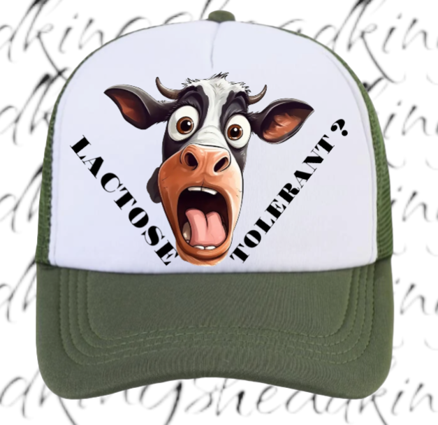Lactose Tolerant Hat Adjustable Snapback Trucker Hat Surprised Cow Funny Hat