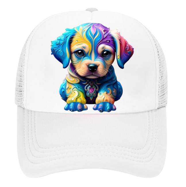 Cute Dog Hat Adjustable Snapback Trucker Hat Colorful Puppy Gift for Dog Owner