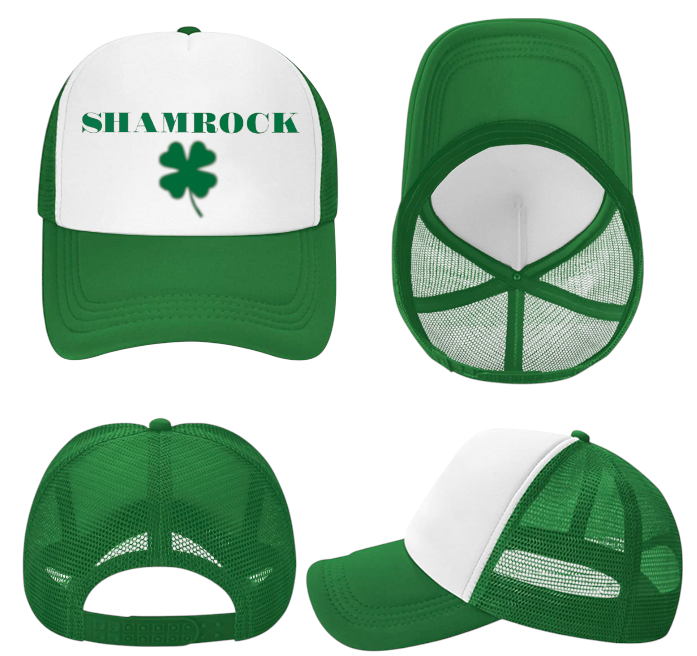 St. Patrick's Day Hat Adjustable Snapback Trucker Hat Irish Green Shamrock Hat