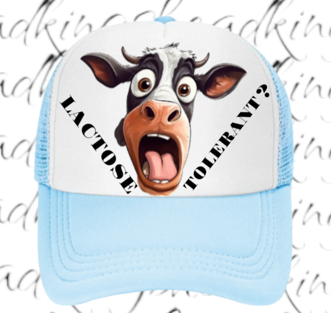 Lactose Tolerant Hat Adjustable Snapback Trucker Hat Surprised Cow Funny Hat