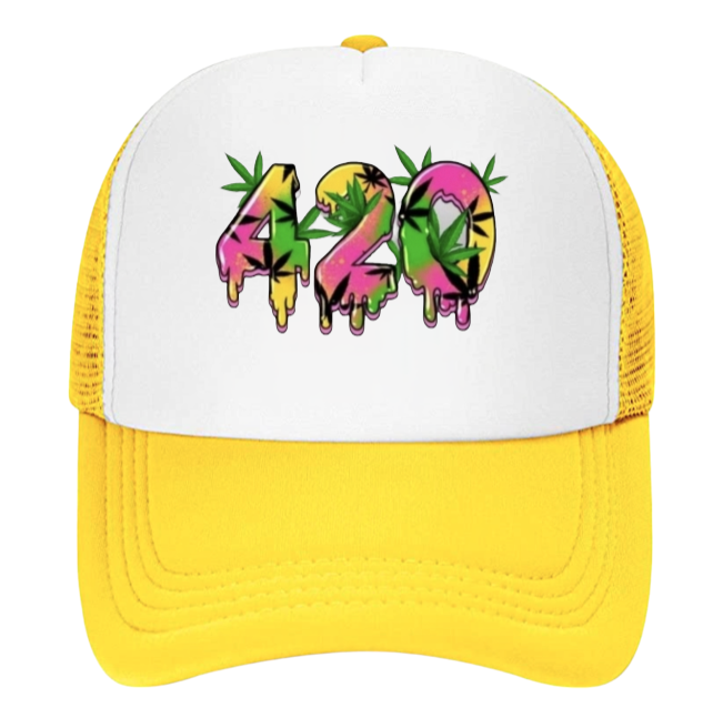 420 Hat Adjustable Snapback Trucker Hat Marijuana Relaxation Outdoors Smoking