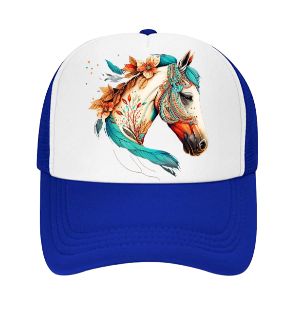 Horse Hat Adjustable Snapback Trucker Hat Colorful Bohemian Horse Hat