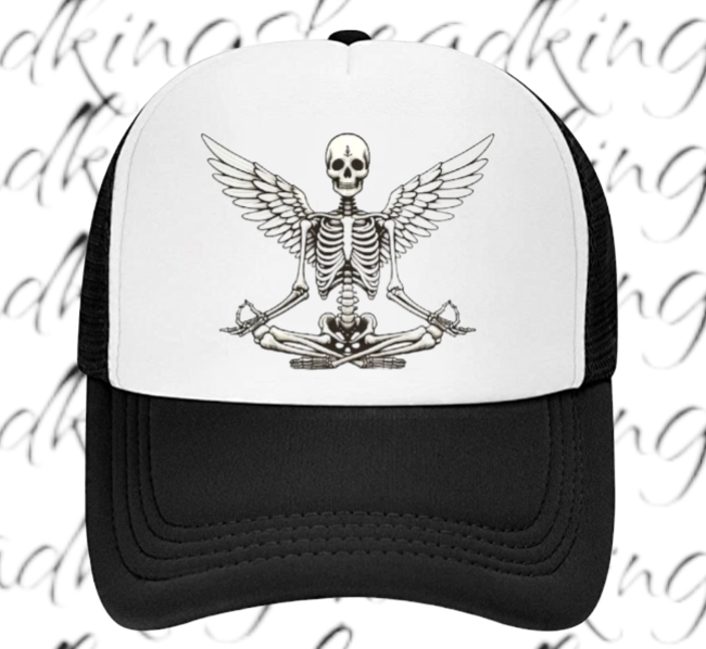 Funny Hat Adjustable Snapback Trucker Hat Yoga Meditation Gym Workout Hat Skull