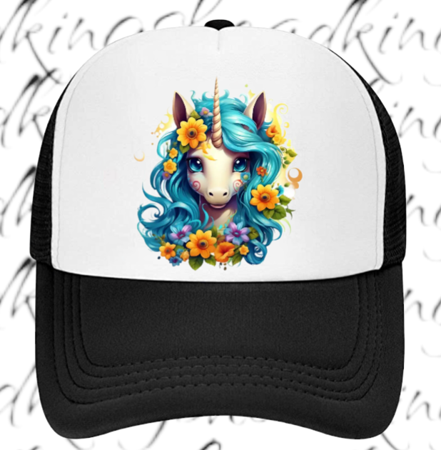 Anime Unicorn Hat Adjustable Snapback Trucker Hat Cute Baby Unicorn Floral Hat