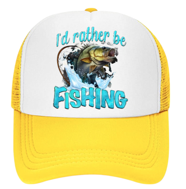 I'd Rather Be Fishing Hat Adjustable Snapback Trucker Hat Funny Fishing Hat