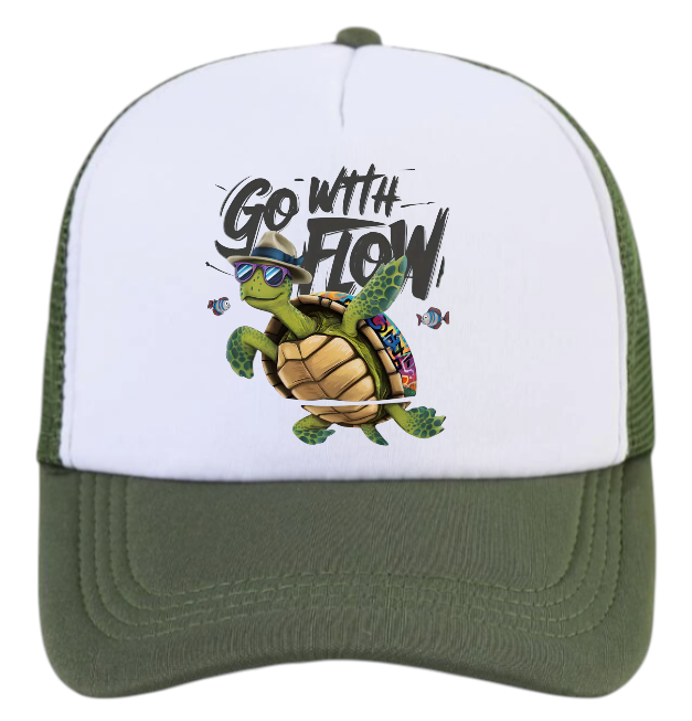Turtle Hat Adjustable Snapback Trucker Hat Go With The Flow Sea World Gift Hat