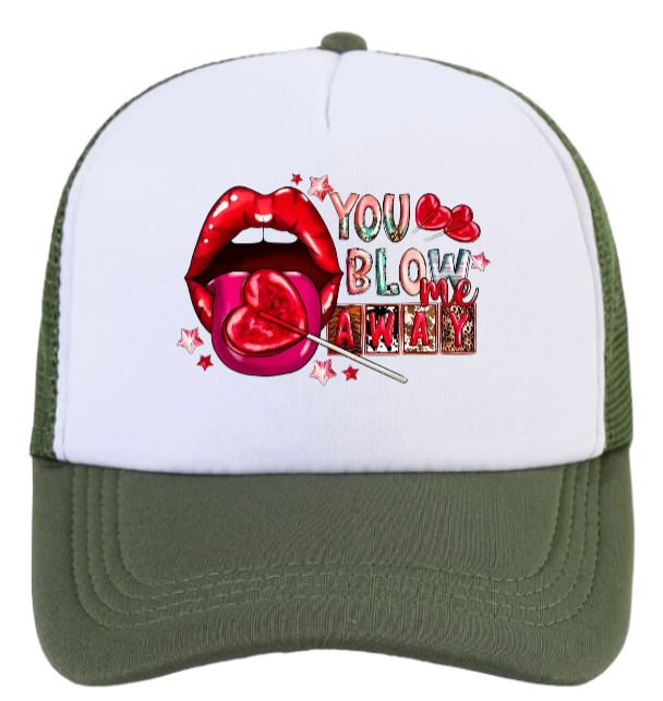 Valentines Hat Adjustable Trucker Hat Snapback Funny Lip Hat Lollipop Candy Gift