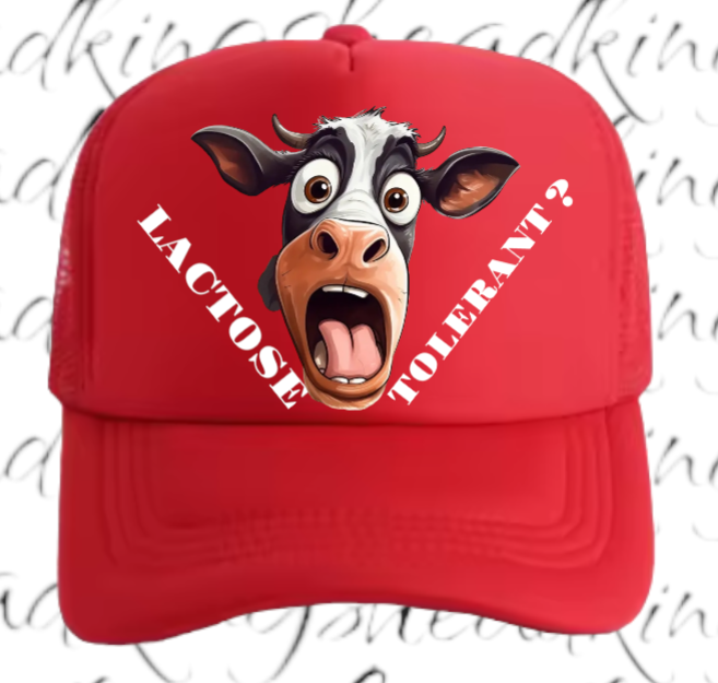 Lactose Tolerant Hat Adjustable Snapback Trucker Hat Surprised Cow Funny Hat