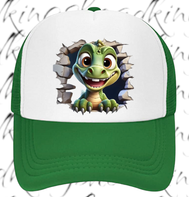 Funny Hat Baby Dinosaur Hat Adjustable Snapback Trucker Hat Cute Baby Dino Anime