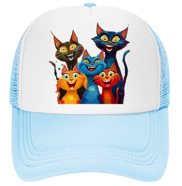 Cat Hat Adjustable Snapback Trucker Hat Smiling Cute Cat Family Cat Lovers Hat