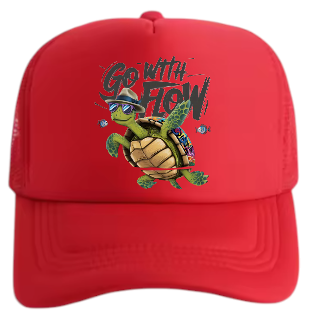 Turtle Hat Adjustable Snapback Trucker Hat Go With The Flow Sea World Gift Hat